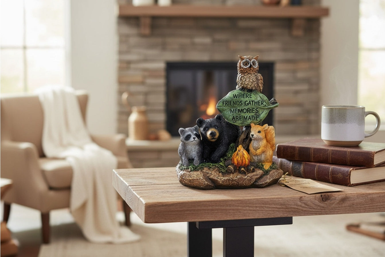 Forest Animals 'Where Friends Gather Memories are Made' Small Resin 6" Figurine