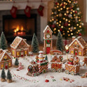 Gingerbread, Snowman and Candy Cane Christmas Holiday 3-Piece Resin Train