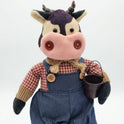 Barnyard Farmhouse Friends Dangle Legs Cow 12" Plush Fabric Shelf Sitter