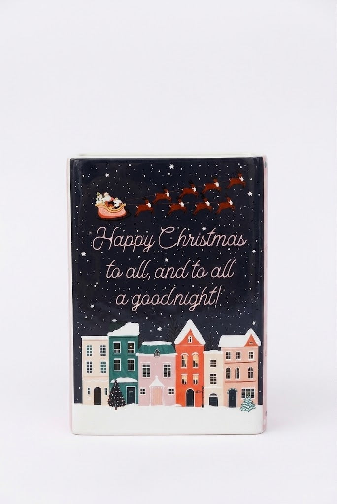 Twas the Night Before Christmas, C. Moore Holiday Themed 8" Ceramic Book Vase
