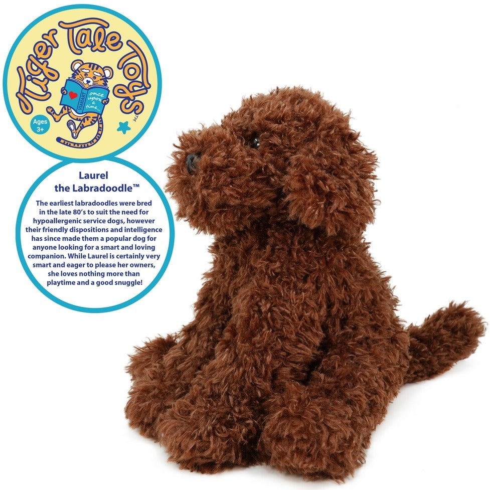 Laurel the Labradoodle 12 Inch Stuffed Animal Plush Puppy Dog, Brown