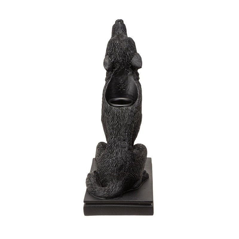 Ululanoctis Gothic Decor Dark Academia Cold Cast Resin Wolf Candle Holder