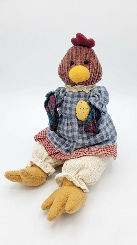 Barnyard Farmhouse Friends Dangle Legs Chicken 12" Plush Hen Fabric Shelf Sitter