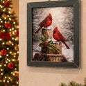 Winter Woodland Cardinals Framed Wall Art 17.5" x 13.5" Distressed Holiday Decor