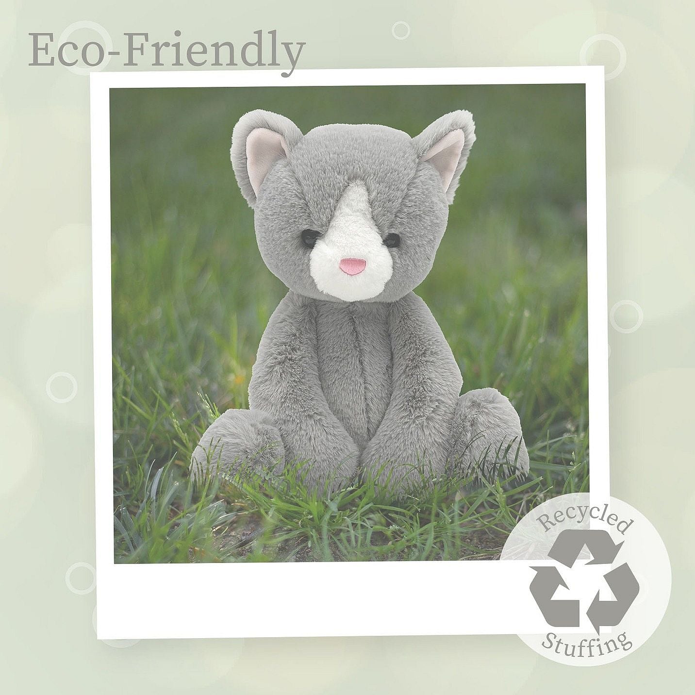 World's Softest Lushee Karing Kitten Large Soft Plush 16" Gray and White Cat