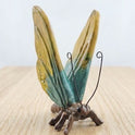 Colorful Yellow and Turquoise Resin Sitting 6" Butterfly Garden Accent