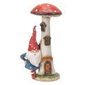 Fairy Garden Gnome with Tall Welcome Mushroom LED Toadstool House