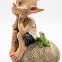 Fairy Garden Pixie and Frog on Rock 4" Miniature Resin Statuette, Figurine