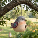 Cute Textured Floral Bird Hanging Birdhouse 6" Whimsical Outdoor Garden Decor