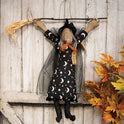 Primitive Halloween Witch Minerva Hanging Decor, Gothic Folk Art Doll, 25"
