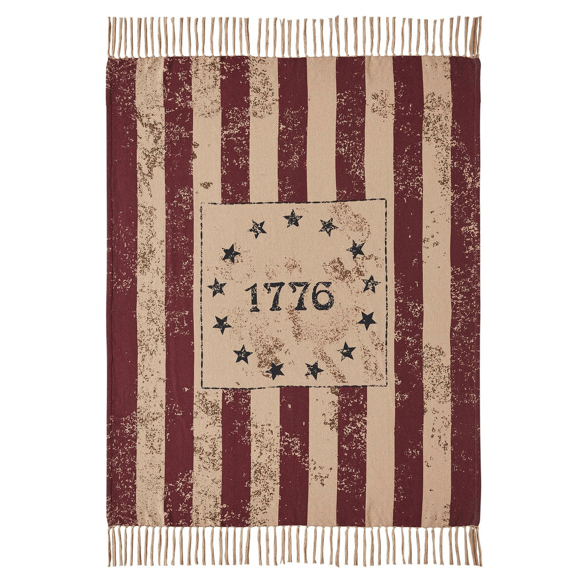 Colonial 1776 Betsy Ross Stars Americana Woven Fringed Throw Blanket, 50" X 60"