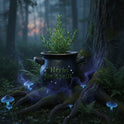 Herbs For Spells Small Witches Cauldron Plant Pot, Black Cold Resin Planter