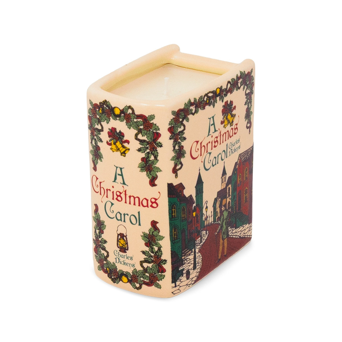 Charles Dickens A Christmas Carol Miniature 3 1/2" Ceramic Book Candle