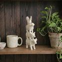 Stacked Farm Animals Ceramic Figurine Country Rustic Rooster Sheep Pig Cow 7"