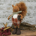 Rustic Squirrelly Harvest Stander – Autumn Figurine with Scarf & Pinecone Accent
