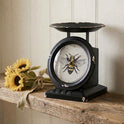 Distressed Vintage Style Black Bee Old Town Metal Scale 7" Tabletop Clock