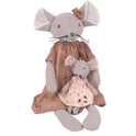 Levlovs Mom and Baby Mouse Plush Dolls in Linen and Eyelet Dresses