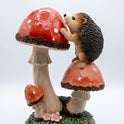 Cute Solar LED Hedgehog & Mushrooms Garden Statue, Woodland Animal Yard Decor