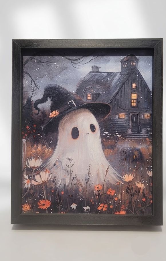 The Ghost's Secret Garden Halloween Wood Framed Wall Art, 11.75" X 9.5"
