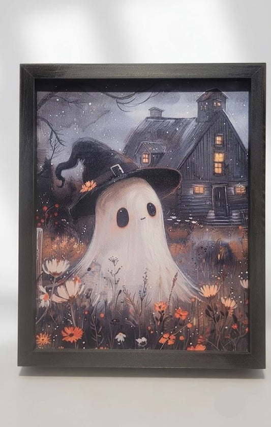The Ghost's Secret Garden Halloween Wood Framed Wall Art, 11.75" X 9.5"