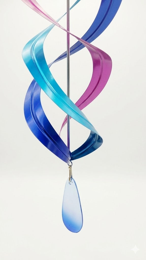 Bumblee Colorful Bee Wind Spinner Mobile with Blue Pendant, 34"