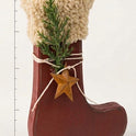 Primitive Wood Stocking Sitter W/Pine & Rusty Star6" Mini Christmas Decor