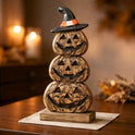 10.5" Rustic Stacked Pumpkin Jack-O'-Lantern Witch Hat Halloween Fall Decor