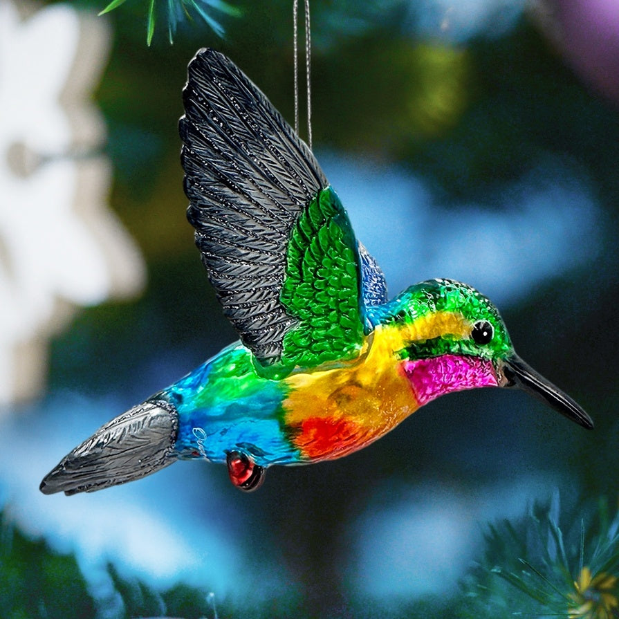 Graceful Hummingbird Iridescent Handcrafted Ornament with Gift Box