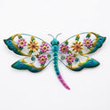 21.5" Colorful Metal and Acrylic Floral Dragonfly Indoor/Outdoor Wall Art