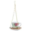 Victorian Rose Porcelain Teacup & Saucer Hanging Bird Feeder and Bath Bath