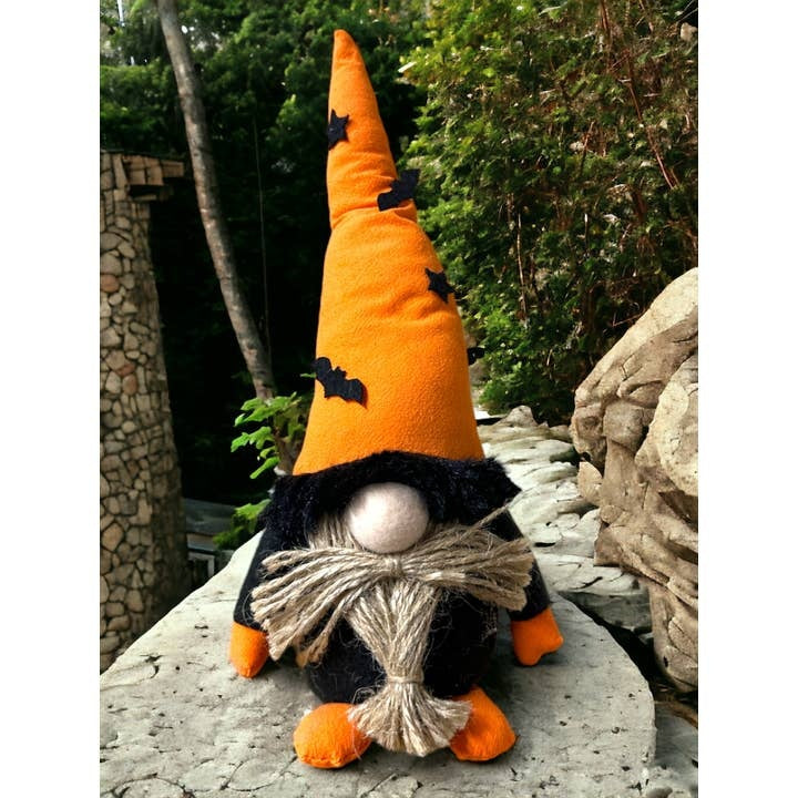 Halloween Boy Gnome 11" Fabric Figurine, Spooky Bats Autumn Tiered Tray Decor