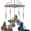 Painted Metal Butterfly Trio and Flowers Small 10" Windchime