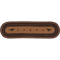 Braided Jute Oval Table Runner 13" x 48" Primitive Crow Star Colonial Folk Art – detail view