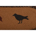Braided Jute Oval Table Runner 13" x 48" Primitive Crow Star Colonial Folk Art – alternate angle