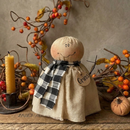 Halloween Primitive "Grims" the Baby Ghost 5.5" Prim Fabric Shelf Sitter