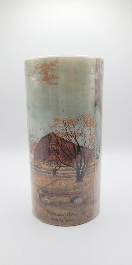 Billy Jacobs "Remember When" 8" Flameless LED Timer Pillar Candle, Fall Decor