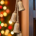 Rustic Hanging Wooden Bells on Jute Rope Primitive Garden and Home Holiday Decor