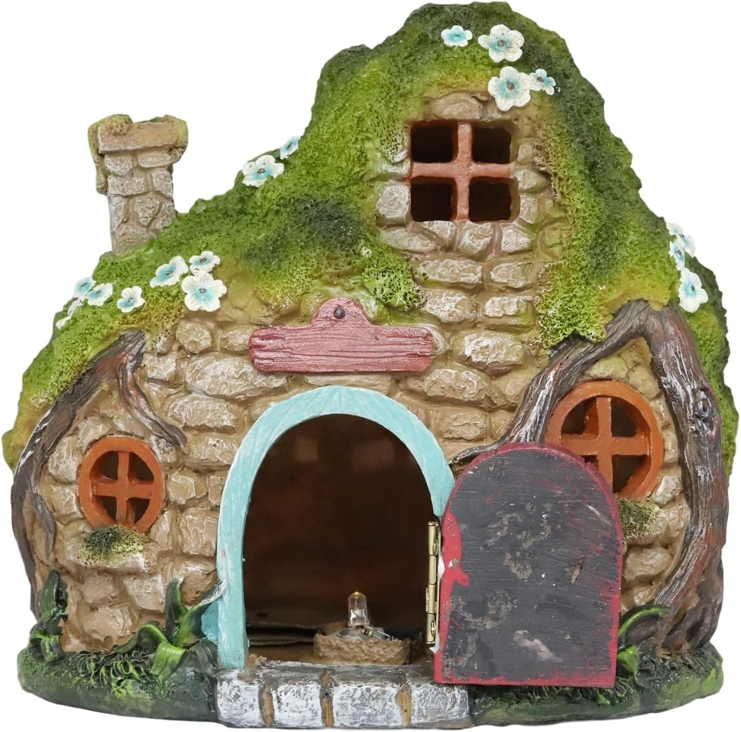 Enchanted LED Light-Up Stone Fairy Garden House Miniature Cottage