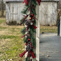 48" Frosted Pine Christmas Swag Garland with Plaid Bows, Berries & Pinecones