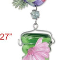 Painted Gardens Metal and Glass 27" Decorative Green Hummingbird Feeder