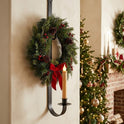 Black Iron 18" Wall Mount Hand-Crafted Holiday Wreath & Taper Candle Holder