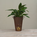 Large Metal Brown Mushroom and Floral Cut Out Botanical 11" Planter