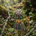 Rustic Tree Stump House Miniature Planter, Fairy Garden, Log Cabin Flower Pot