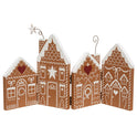 Holiday Wooden Gingerbread Village Set, Hinged Houses & 2 Gingerbread Figurines