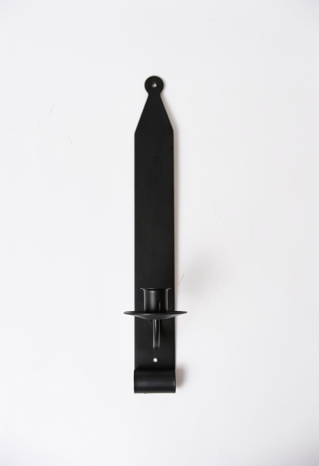Hand-Forged Primitive Black Iron Wall Sconce Taper Candle Holder, 13.75"