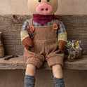 Barnyard Farmhouse Friends Dangle Legs Pig 12" Plush Fabric Shelf Sitter
