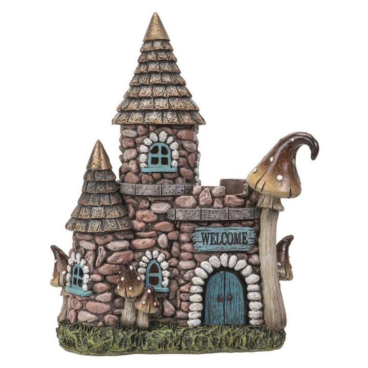 Gnome Home Light-Up Resin Cobblestone Castle Fairy Garden Welcome House