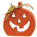 Halloween Set of Three Small Cutout Orange Jack O Lantern Chunky Shelf Sitters