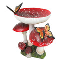 Whimsical 9" Red Toadstool Mushroom Garden Figurine with Monarch Butterflies