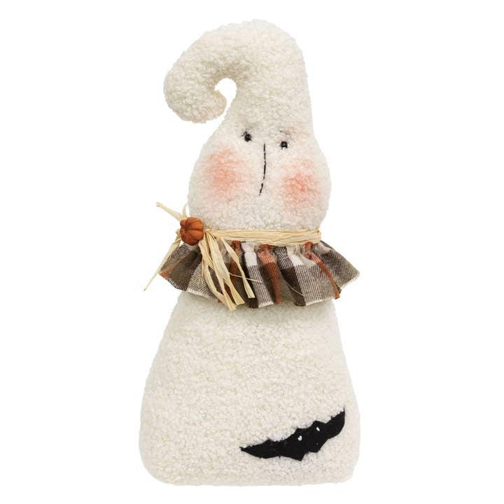 Edward the Cozy Country Halloween Ghost: Blushing Cheeks & Plaid Ruffles